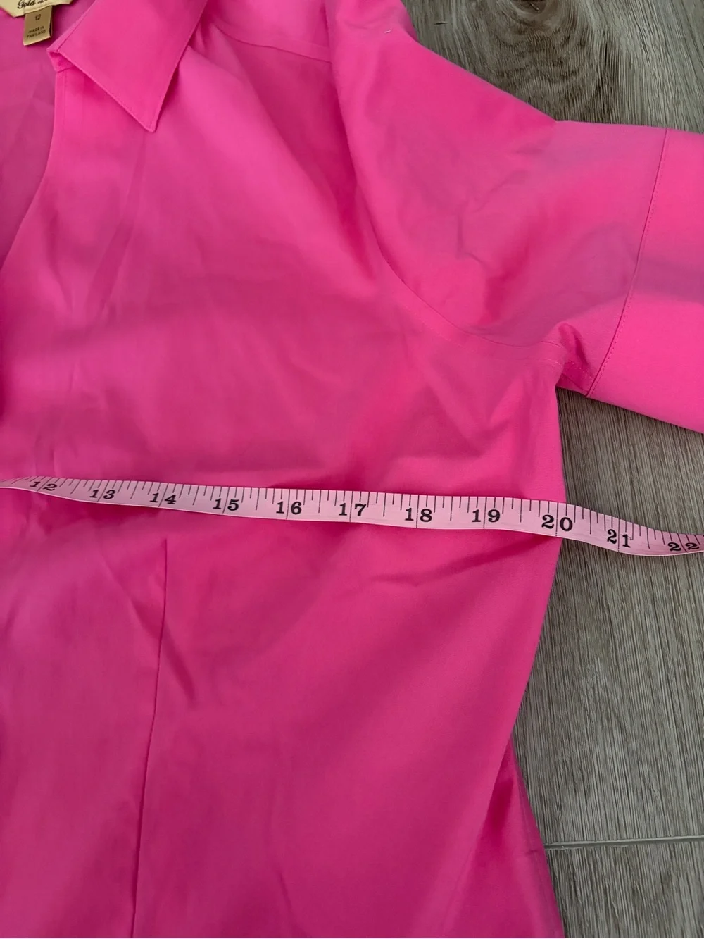Lauren Gold Label Women's Short Sleeve Button Front Shirt - Hot Pink